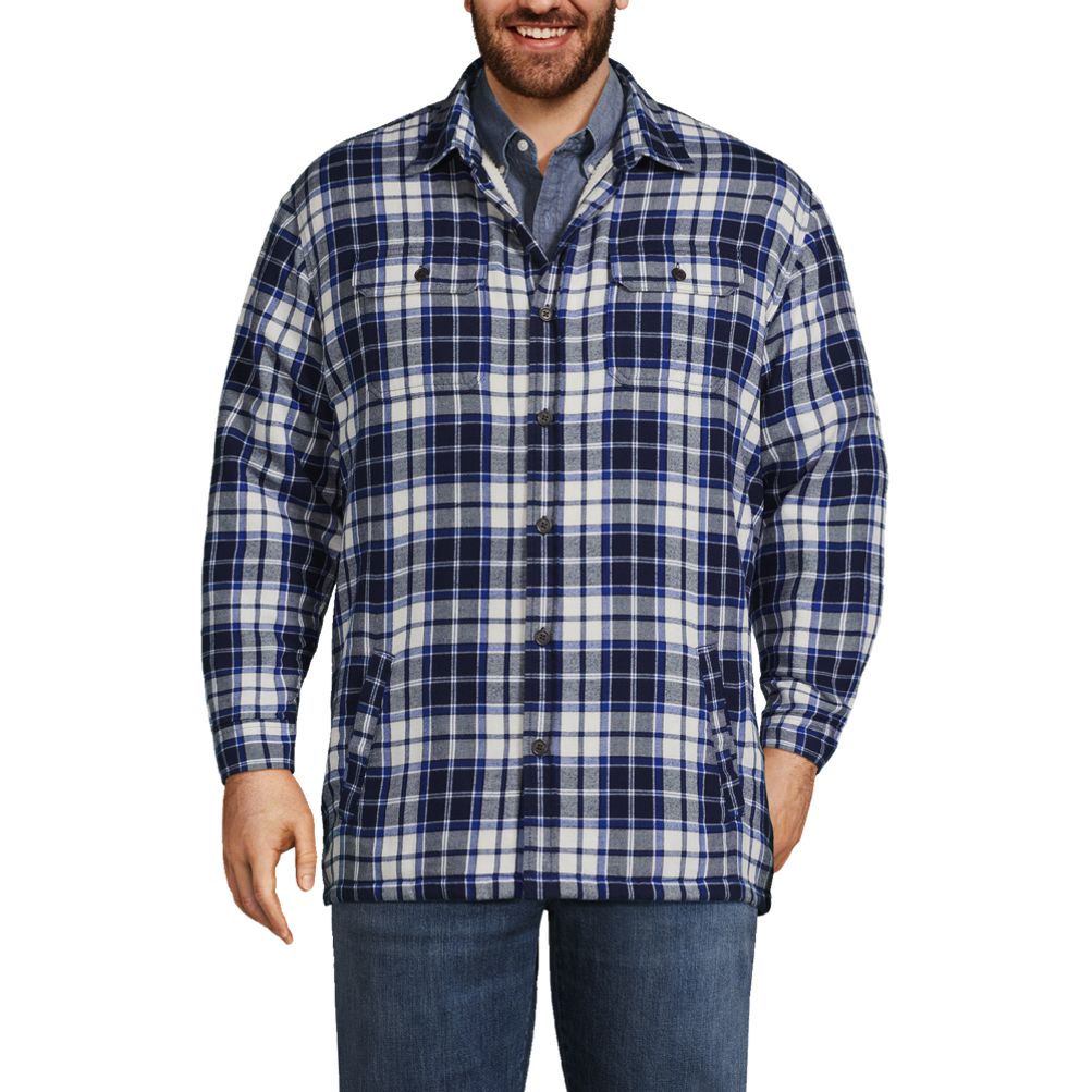 Men's Warm Sherpa Lined Fleece Plaid Flannel Shirt Jacket(All Sherpa Fleece  Line