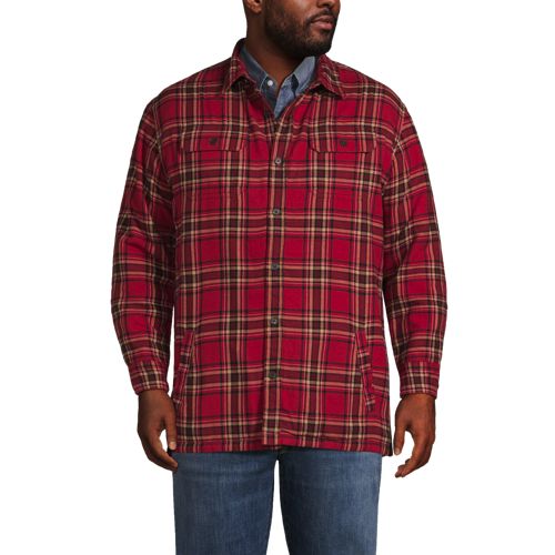 Land's End Men's Flannel Lined Long Sleeve Work Shirt Jacket