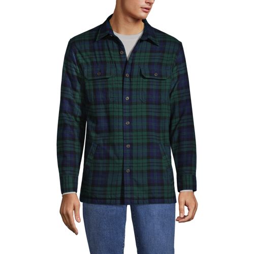 メンズ シェルパラインド フランネル シャツジャケット ランズエンド