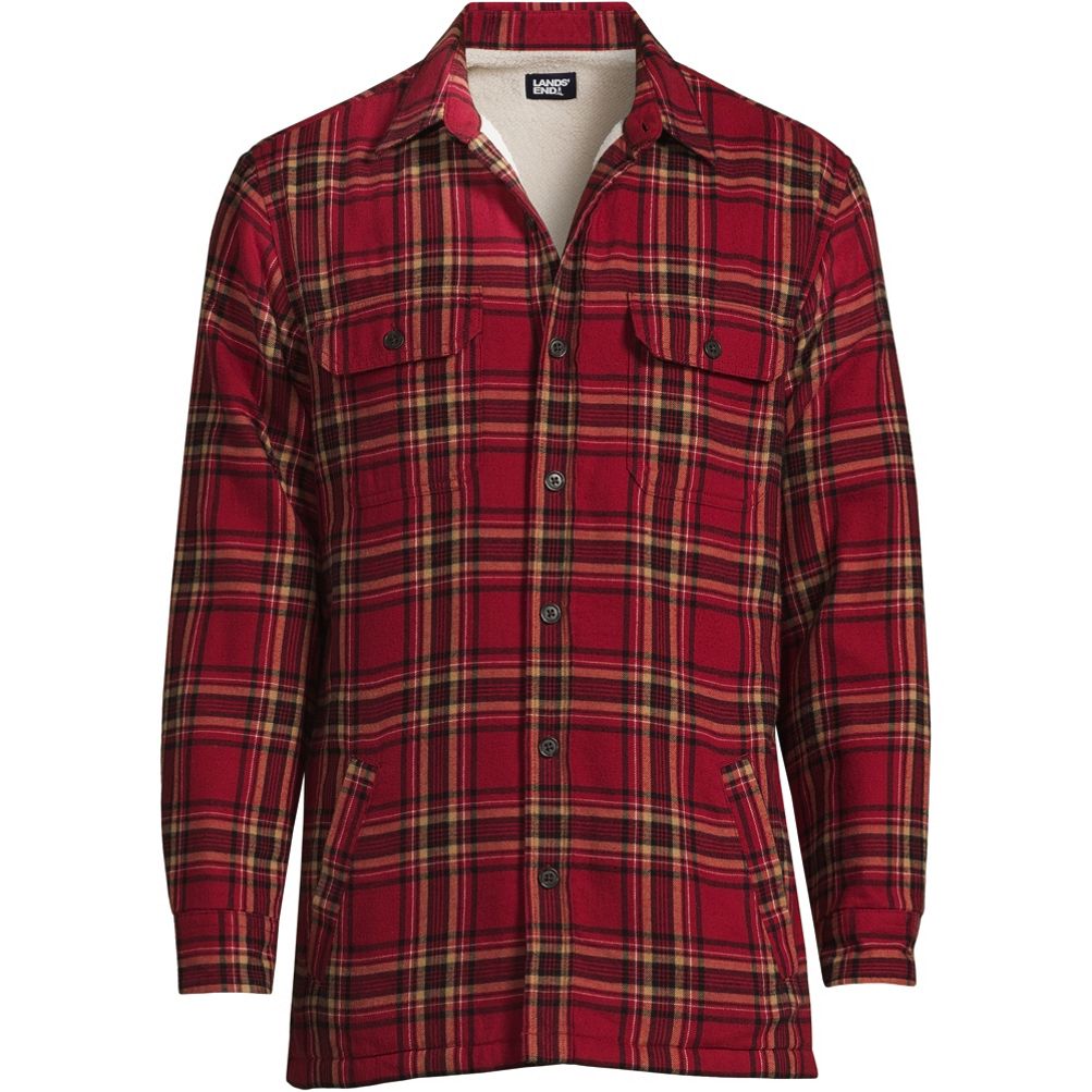 【初回限定】 Men's Big Flannel Sherpa Lined Shirt Jacket with Pockets トップス