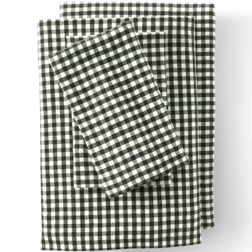 Comfy Super Soft Cotton Flannel Plaid Bed Sheet Set - 5oz, Front