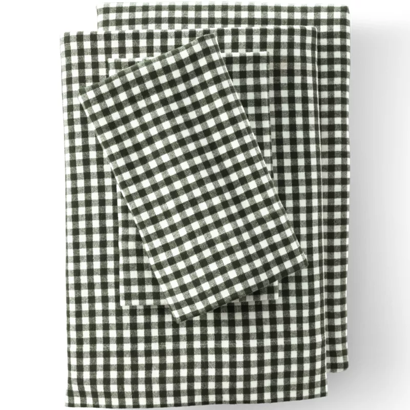 Comfy Super Soft Cotton Flannel Plaid Bed Sheet Set - 5oz, Front