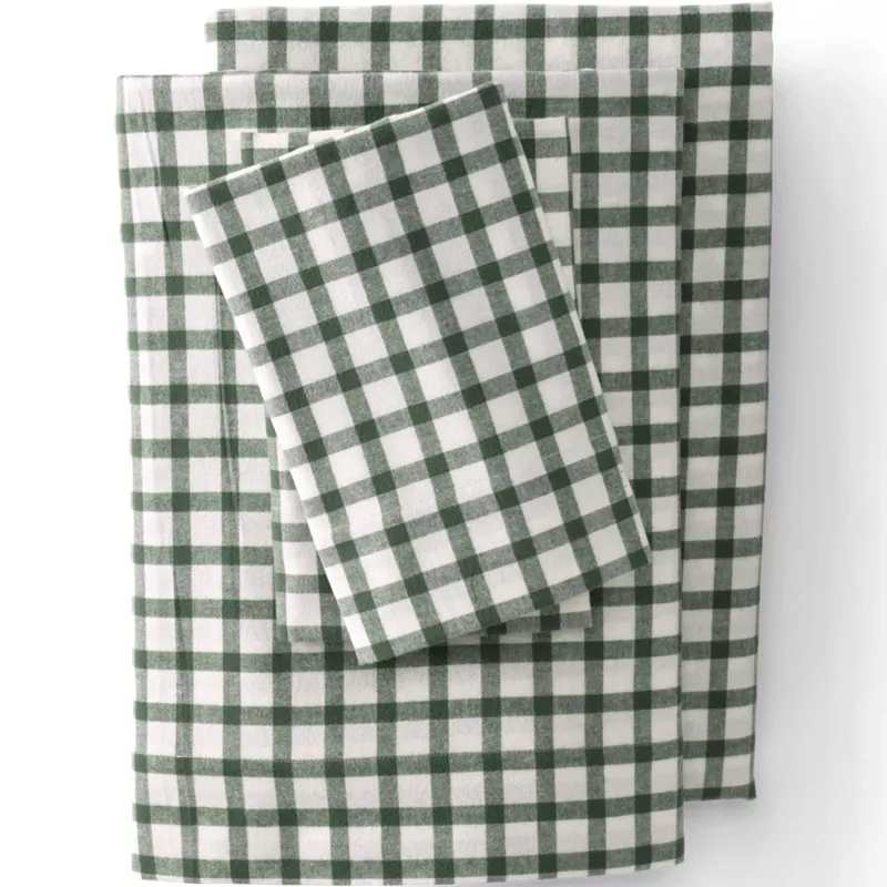 Comfy Super Soft Cotton Flannel Plaid Bed Sheet Set - 5oz, Front