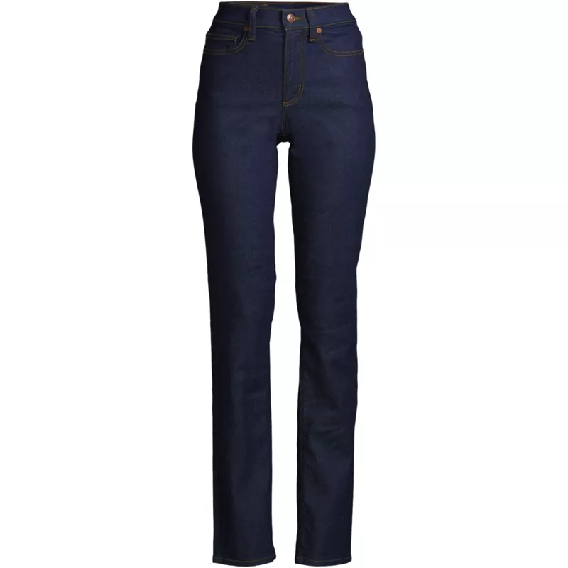 Women's Plus Size High Rise Straight Leg Blue Jeans, Front