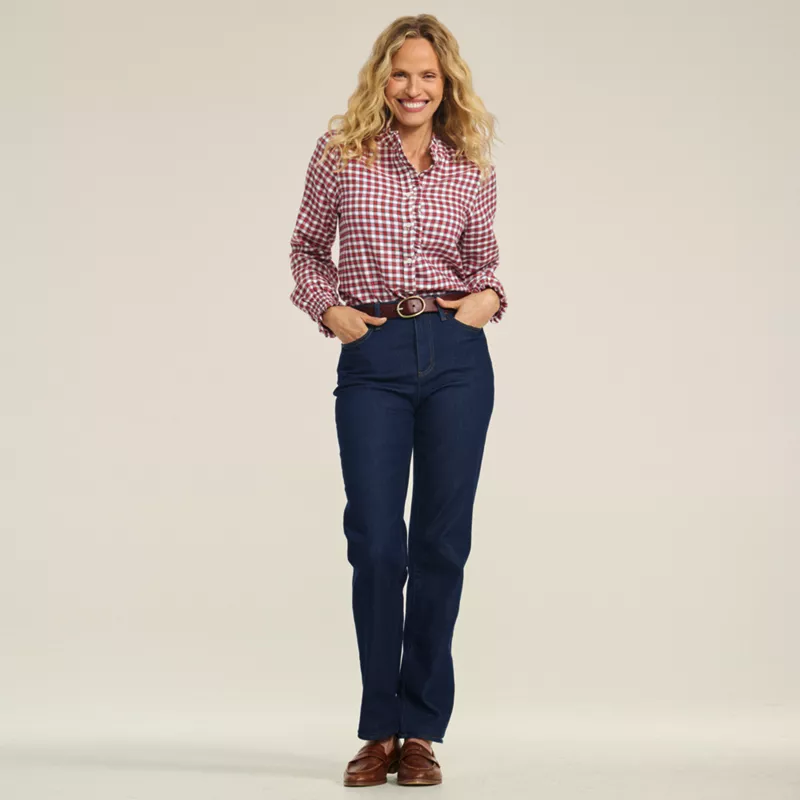 Women's Tall High Rise Straight Leg Blue Jeans, alternative image