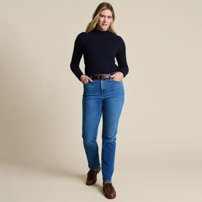 Women's High Rise Straight Leg Blue Jeans, alternative image