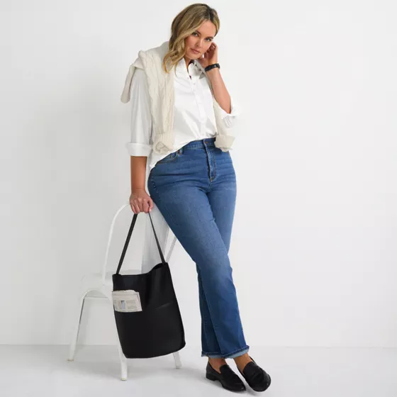 Women's Plus Size Recover High Rise Straight Leg Blue Jeans - primary