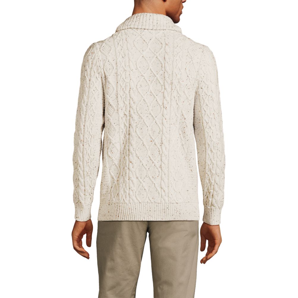 Men's Cotton Blend Cable Shawl Cardigan Sweater | Lands' End