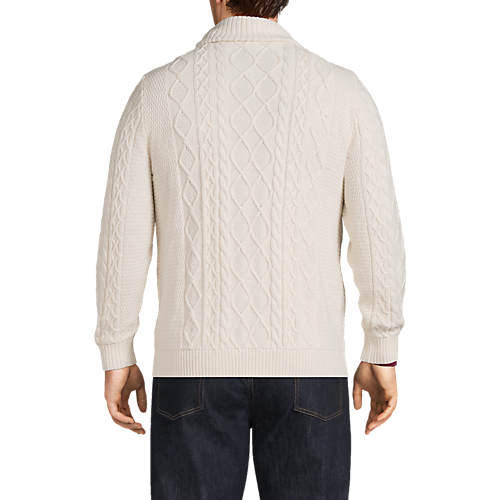 Men's Big and Tall Cotton Blend Cable Shawl Cardigan Sweater - Secondary