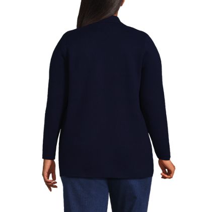 Women's Plus Size Fine Gauge Cotton Button Front Blazer Sweater - image 2