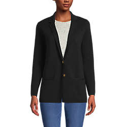 Women's Fine Gauge Cotton Button Front Blazer Sweater, Front