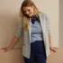 Women's Fine Gauge Cotton Button Front Blazer Sweater, alternative image