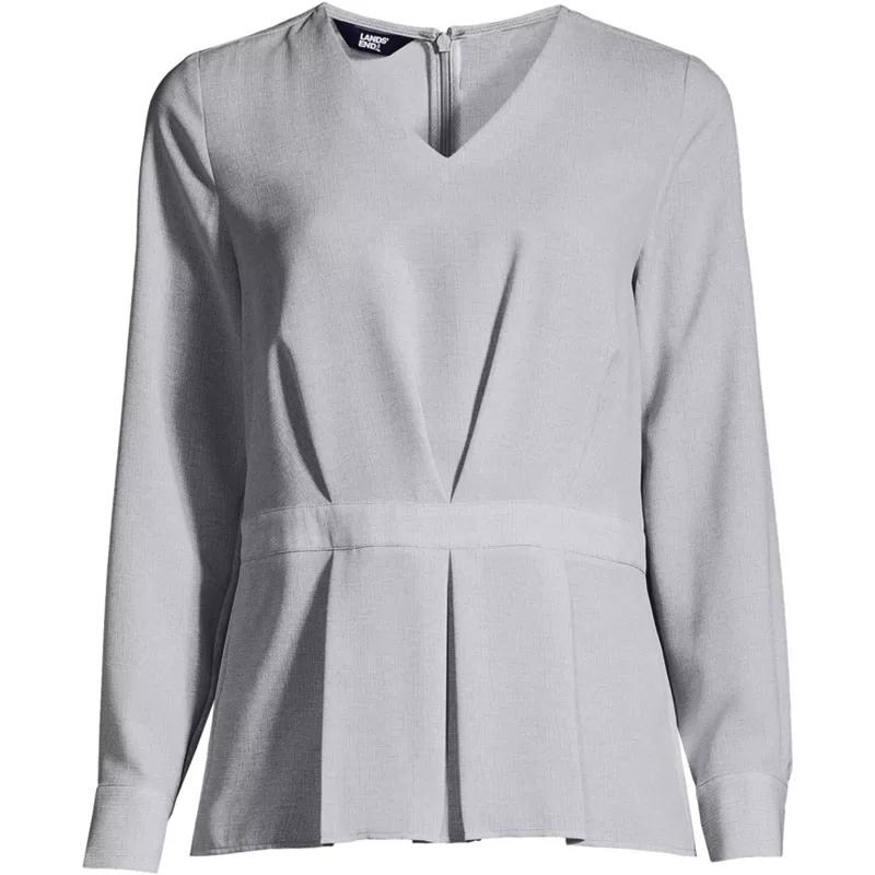 Women's Tall V-neck Pleated Blouse, Front