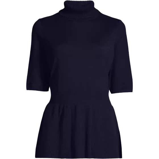Women's Turtle Neck Peplum Sweater - primary