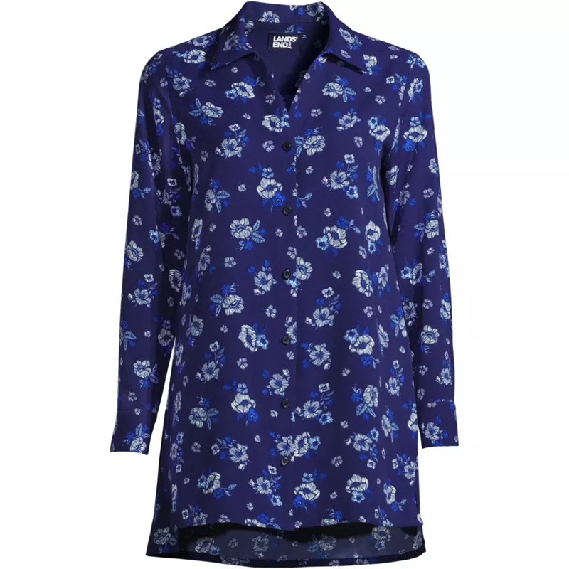 Women's V-neck Spread Collar Tunic Blouse, Front