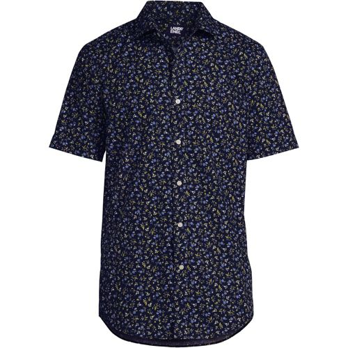 lands end men's short sleeve dress shirts School Uniform Men's Short Sleeve Performance Twill Shirt
