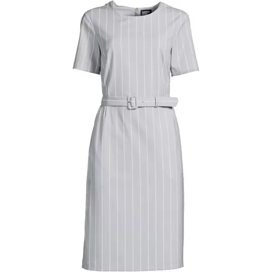 Women's Short Sleeve Belted Shift Dress - primary