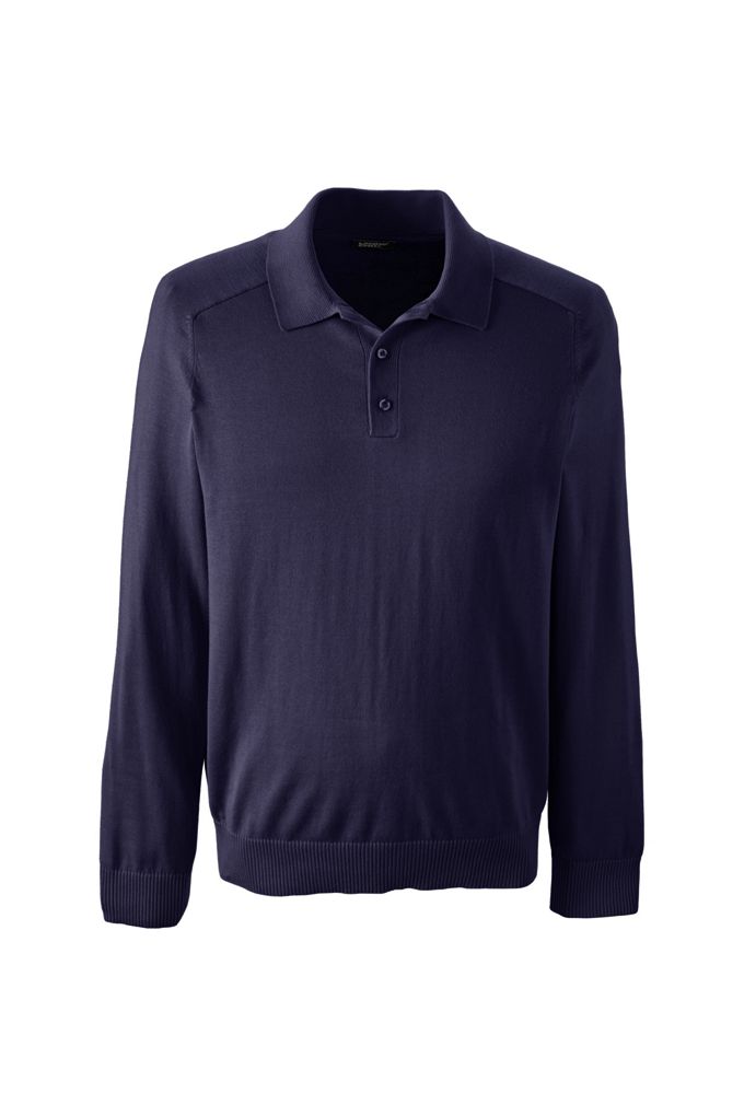 Unisex Polo Sweater - Lands' End - Blue - XXL