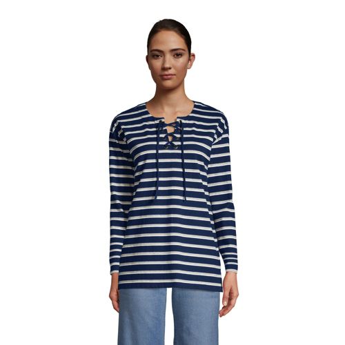 Lands' End Women's Long Sleeve Heavyweight Jersey Button Front