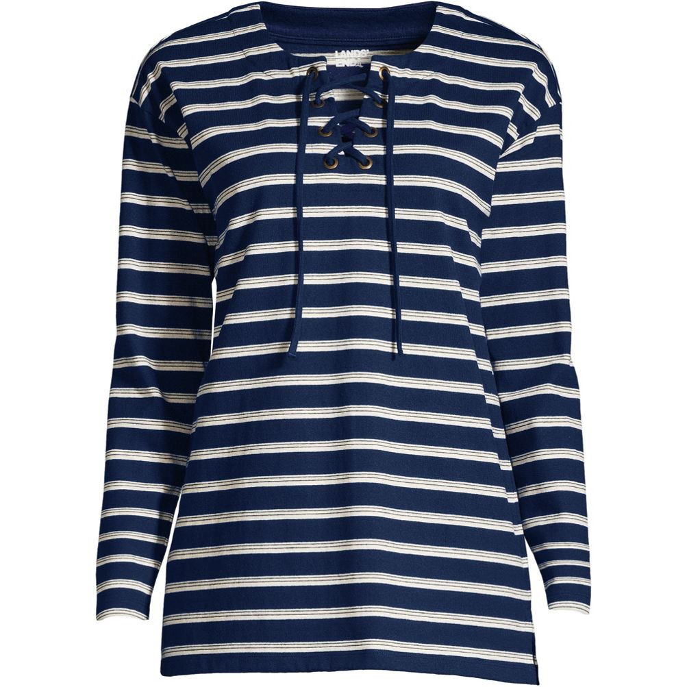 Lands' End Women's Long Sleeve Heavyweight Jersey Button Front