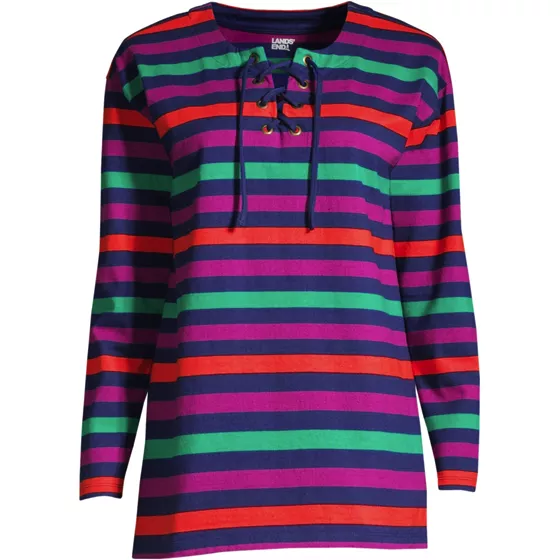 Women's Long Sleeve Heavyweight Jersey Lace Front Tunic - primary