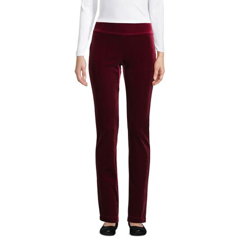 Women's Slim Leg Knit Velvet Trousers | Lands' End