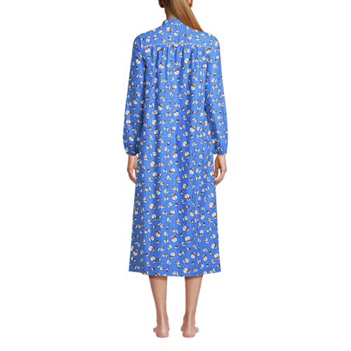 Women's Long Sleeve Flannel Nightgown, Back