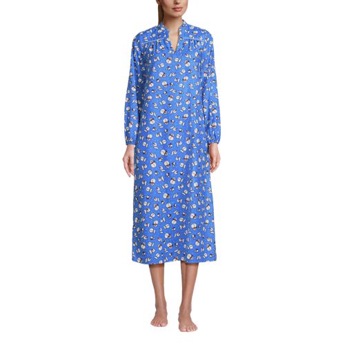 Women's Long Sleeve Flannel Nightgown, Front