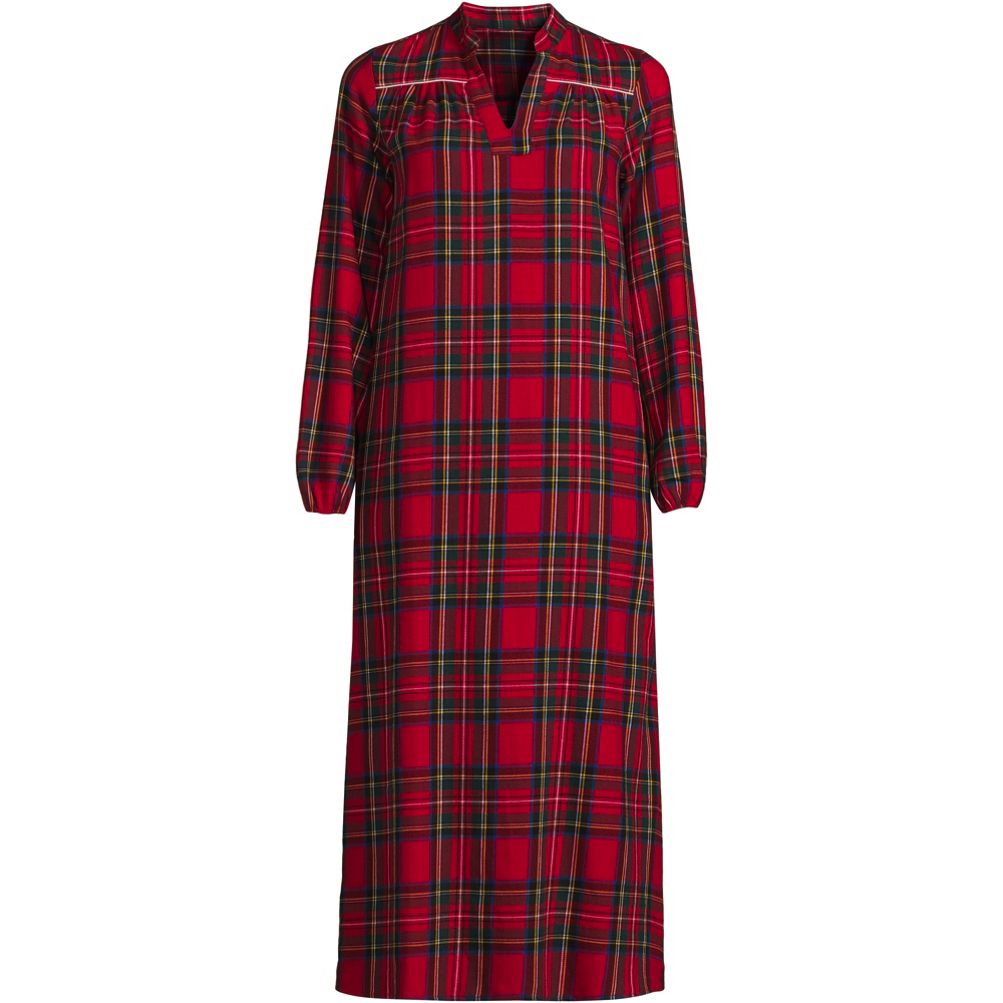 Long Flannel Nightgown - Women Nightgown, Plaid