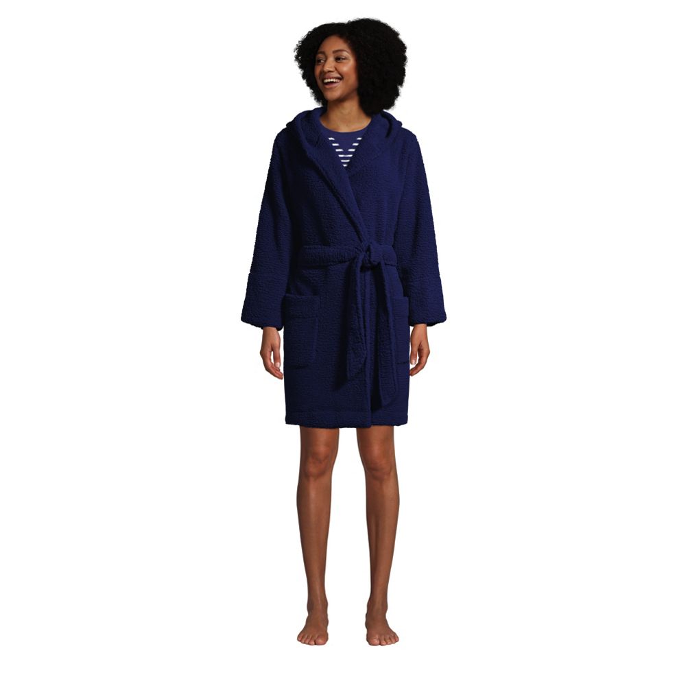 Best Deal for Lands' End Womens Serious Sweats Hooded Robe Radiant