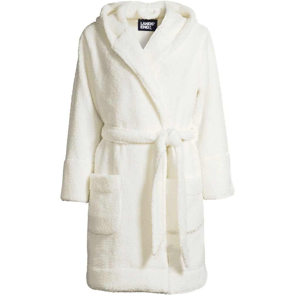 Women s Sherpa Fleece Hooded Robe Lands End