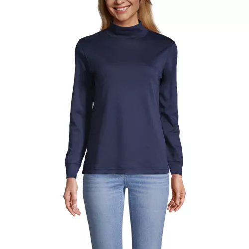 Women's Long Sleeve Supima Mock Turtleneck, Front