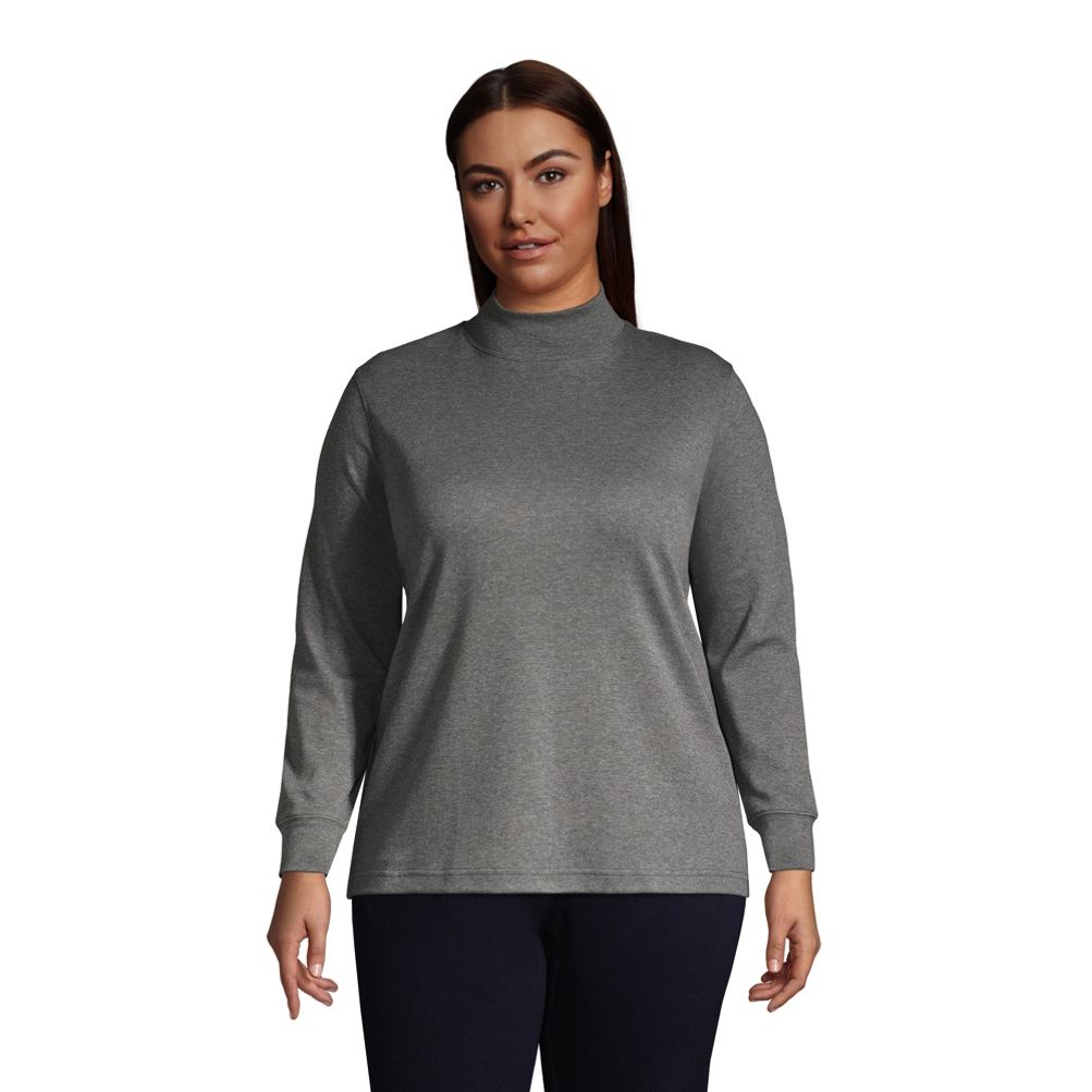 Women s Plus Size Long Sleeve Supima Mock Turtleneck Lands End