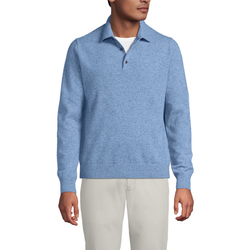 Men's Long Sleeve Cashmere Sweater Polo | Lands' End