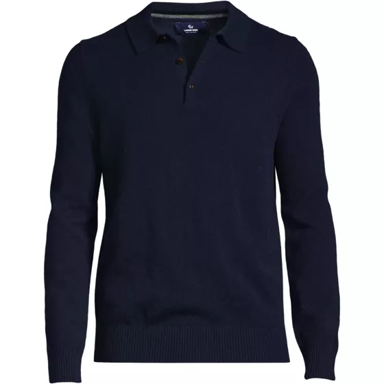 Men's Long Sleeve Cashmere Sweater Polo - primary
