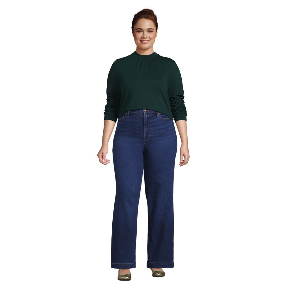 売れ筋商品|||ランズエンド カットソー トップス レディース Women's Plus Size Jersey Long Sleeve Gathered Mock Neck Tee Ivory encircle geo Women's Plus Size Jersey Long Sleeve Gathered Mock | Lands' End