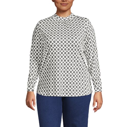 Women's No Iron Banded Collar Popover Shirt | Lands' End