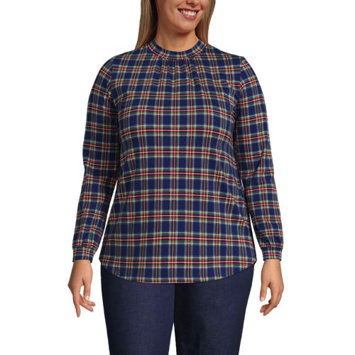売れ筋商品|||ランズエンド カットソー トップス レディース Women's Plus Size Jersey Long Sleeve Gathered Mock Neck Tee Ivory encircle geo Women's Plus Size Jersey Long Sleeve Gathered Mock | Lands' End