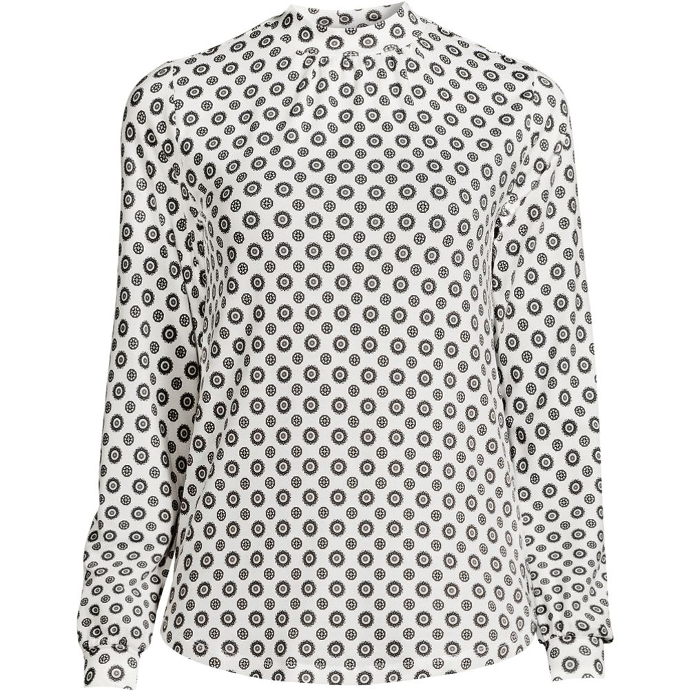 売れ筋商品|||ランズエンド カットソー トップス レディース Women's Plus Size Jersey Long Sleeve Gathered Mock Neck Tee Ivory encircle geo Women's Plus Size Jersey Long Sleeve Gathered Mock | Lands' End