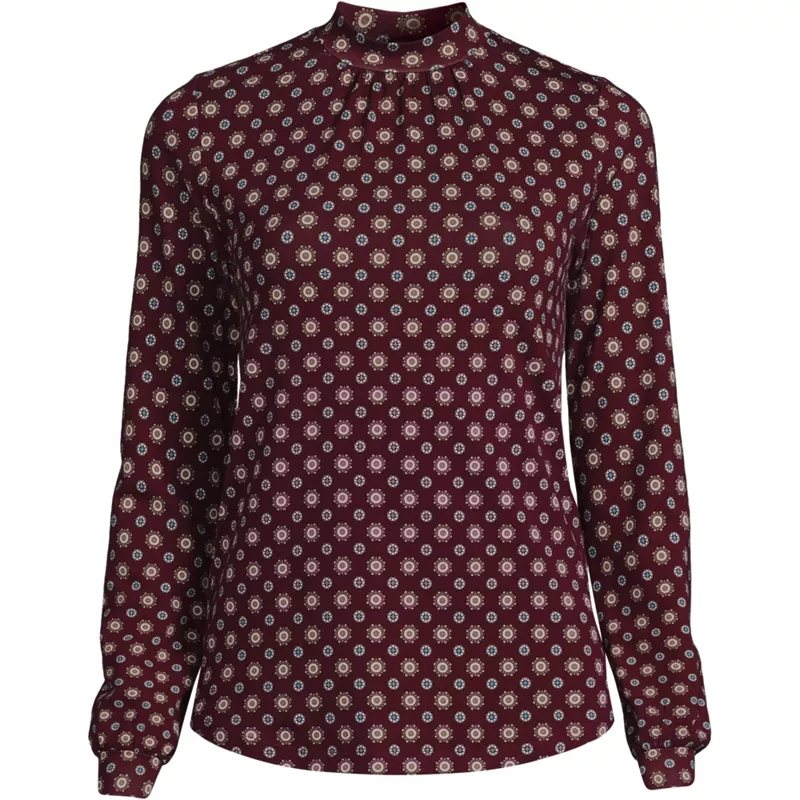 Women's Plus Size Jersey Long Sleeve Gathered Mock, Front