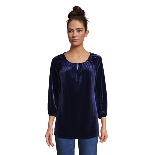 Women's Knit Velvet Peasant Tunic Top | Lands' End