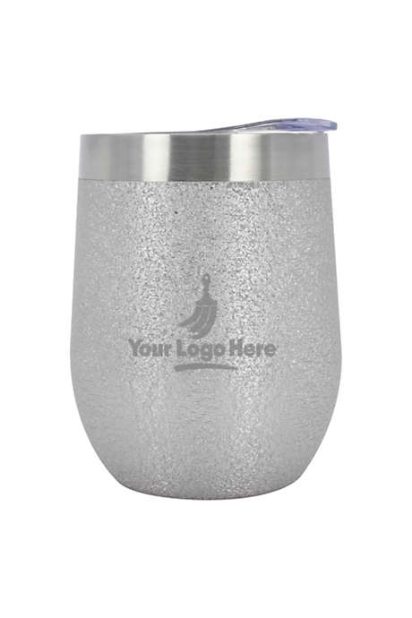12oz Iced Out Custom Logo Stainless Steel Stemless Wine Glass