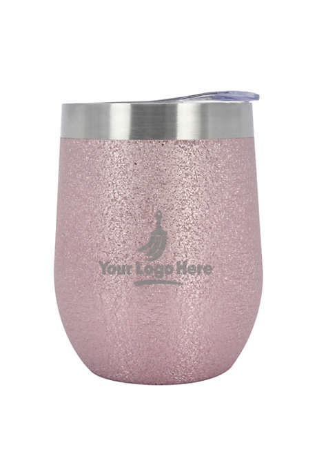 12oz Iced Out Custom Logo Stainless Steel Stemless Wine Glass