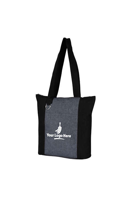 Heathered Long Handle Zip Top Custom Logo Tote Bag