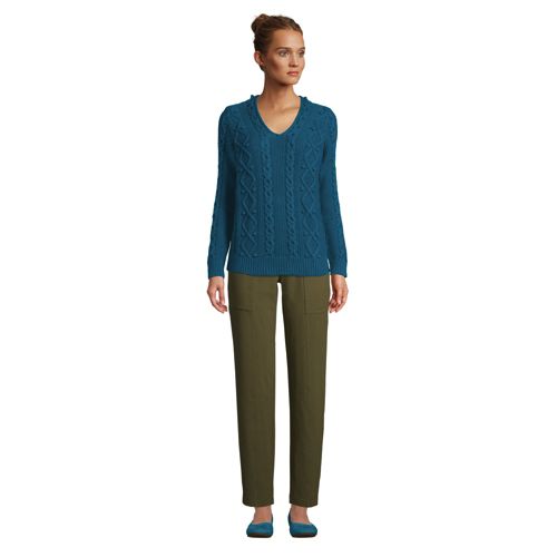 Kabelstrick-Pullover aus Baumwollmix für Damen image number 3