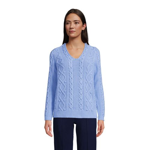 Kabelstrick-Pullover aus Baumwollmix für Damen