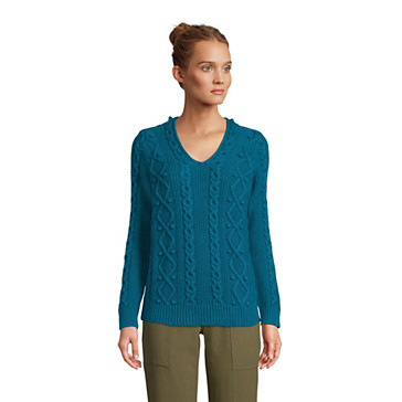 Kabelstrick-Pullover aus Baumwollmix für Damen image number 0