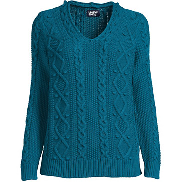 Kabelstrick-Pullover aus Baumwollmix für Damen image number 4