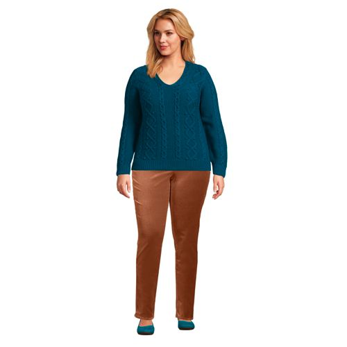 Kabelstrick-Pullover aus Baumwollmix für Damen in Plus-Größe image number 3