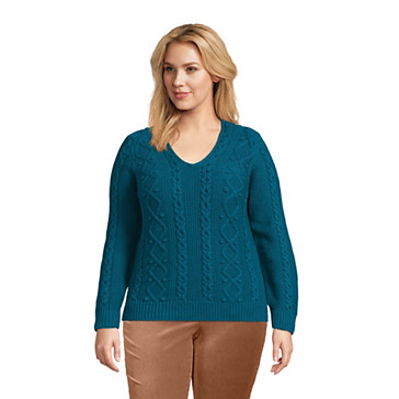 Kabelstrick-Pullover aus Baumwollmix für Damen in Plus-Größe image number 0